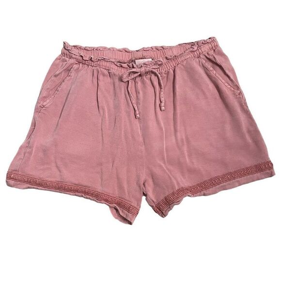 Knox Rose Blush Pink High Waisted Drawstring Pull On Shorts Women’s Small Pocket - Picture 1 of 6
